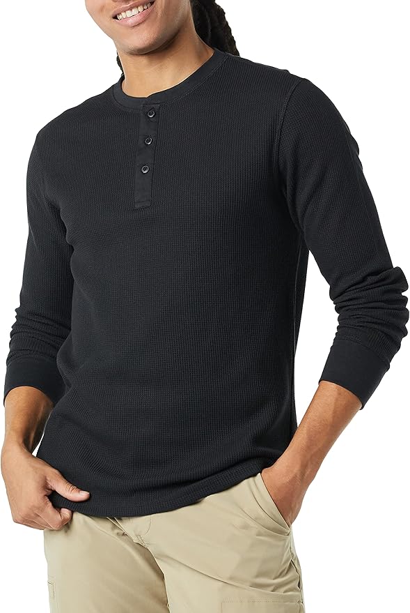 Amazon Essentials Men’s Long-Sleeve Waffle Henley Shirt