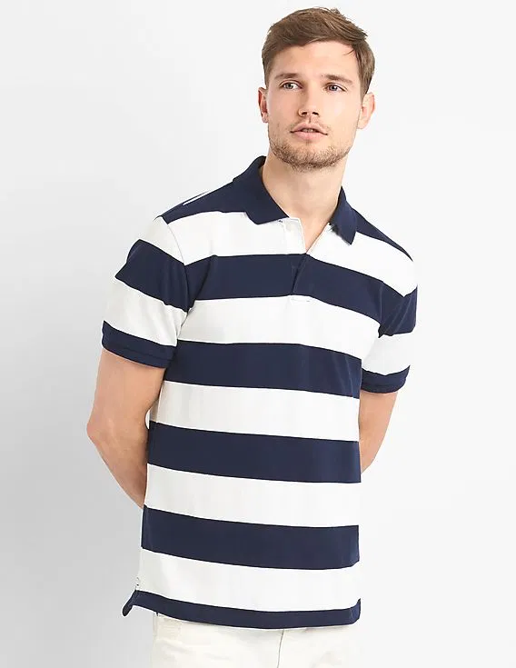 Old Navy Loose Striped Gender-Neutral Long-Sleeve Rugby Polo Shirt