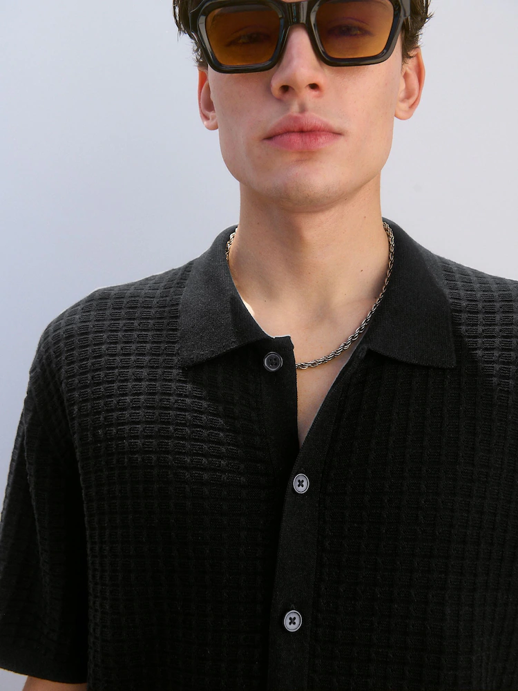 Abercrombie & Fitch 100% Cotton Knit Button-Through Polo