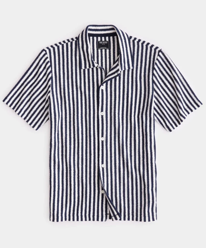 Todd Snyder Striped Rugby Shirt in Navy Stripe