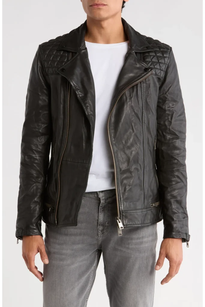 Reiss Gable Leather Biker Jacket