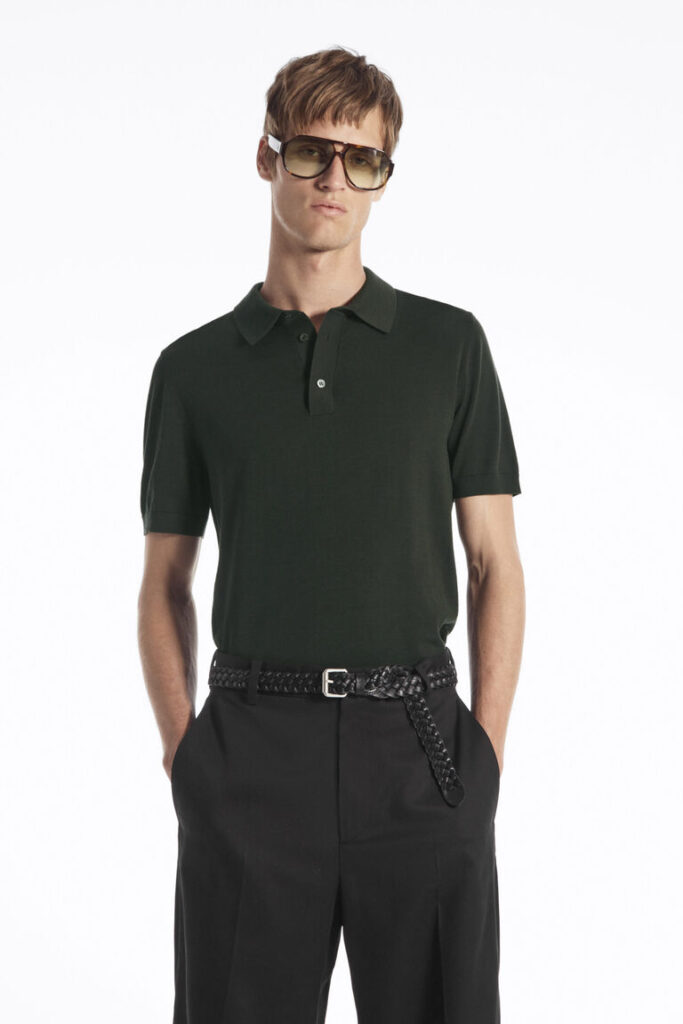 COS Slim Knitted Silk Polo Shirt