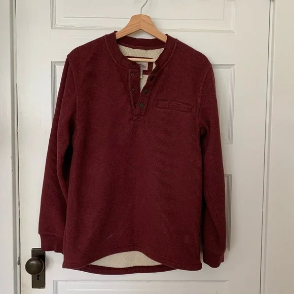 L.L.Bean Katahdin Iron Works Bonded Waffle Fleece Henley