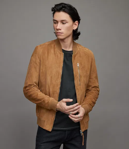 AllSaints Kemble Suede Bomber Jacket – Slim Rock Energy