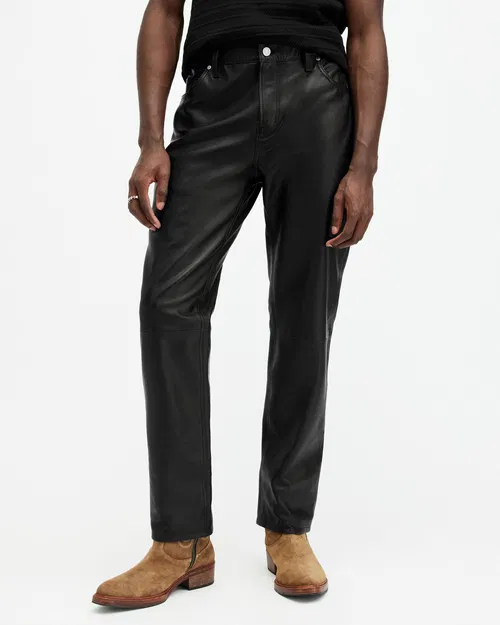 AllSaints Lynch Straight Fit Leather Trousers