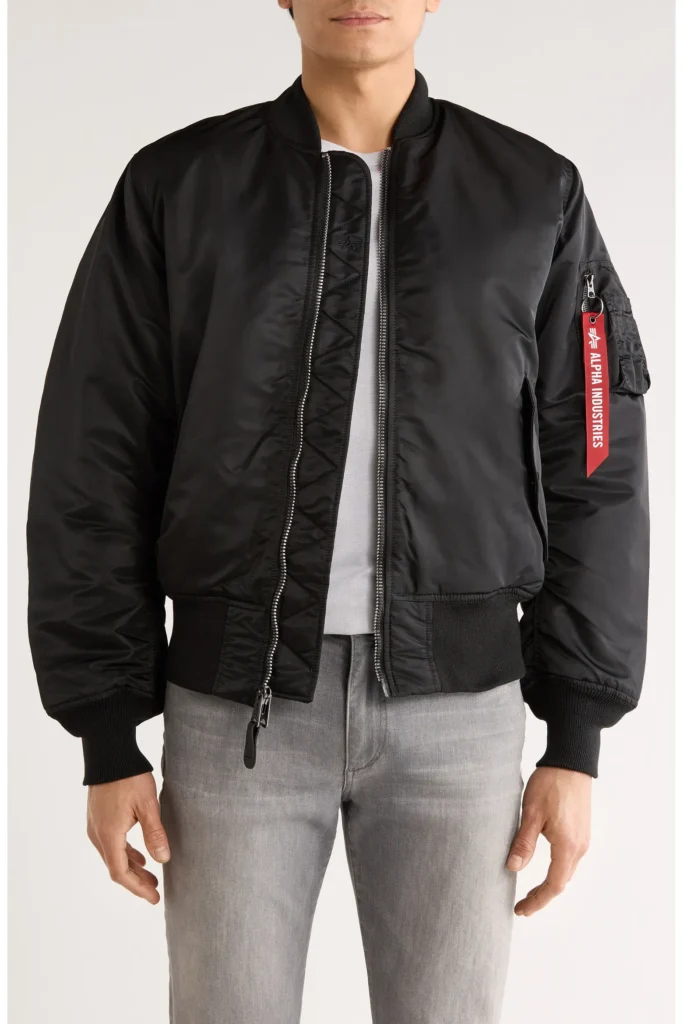 Alpha Industries MA-1 Slim Fit Flight Jacket — Best Nylon Bomber Jacket for Men