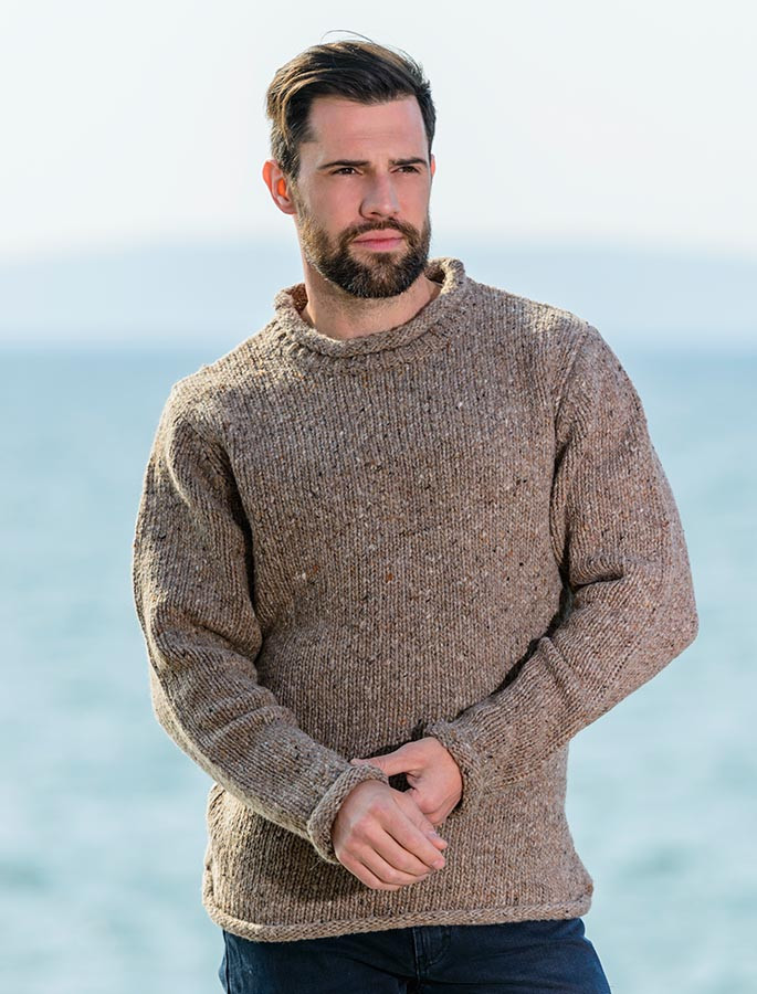 Aran Sweater Market Roll Neck Fisherman Sweater