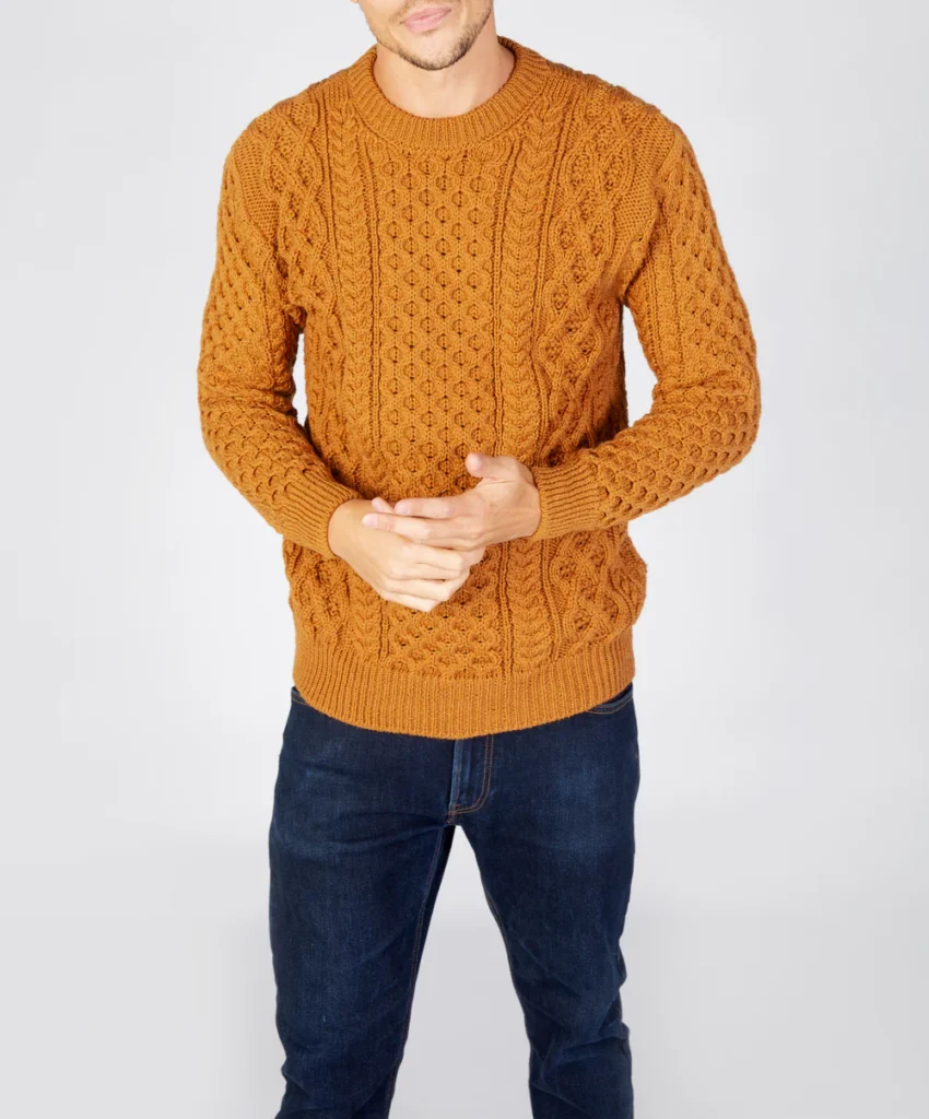 Aran Woollen Mills Kilronan Aran Men’s Honeycomb Sweater