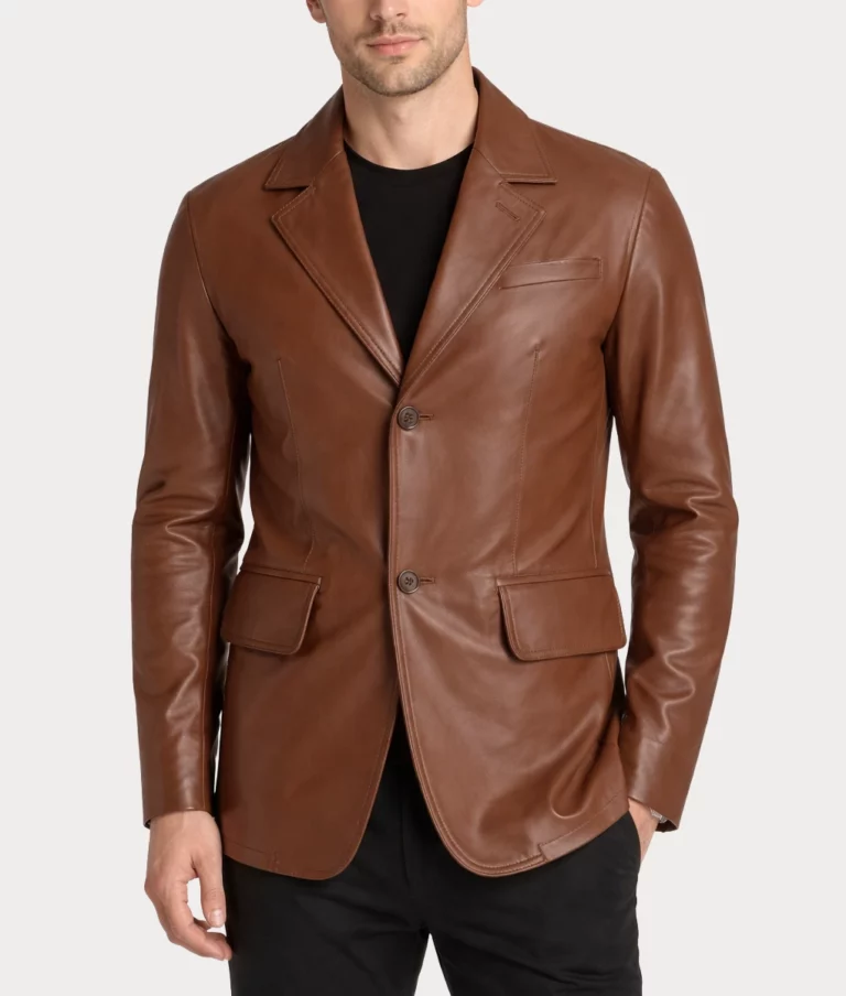 BGSD Men Carter Three-Button Leather Car Coat