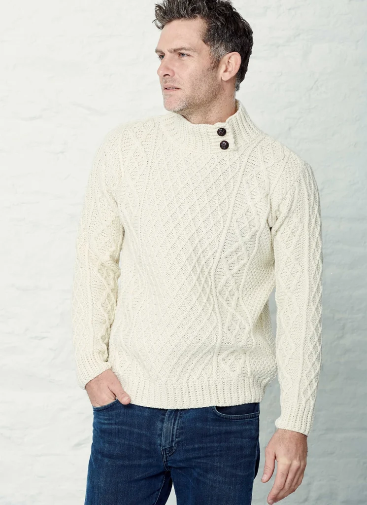 Blarney Cormac Toggle Neck Aran Sweater