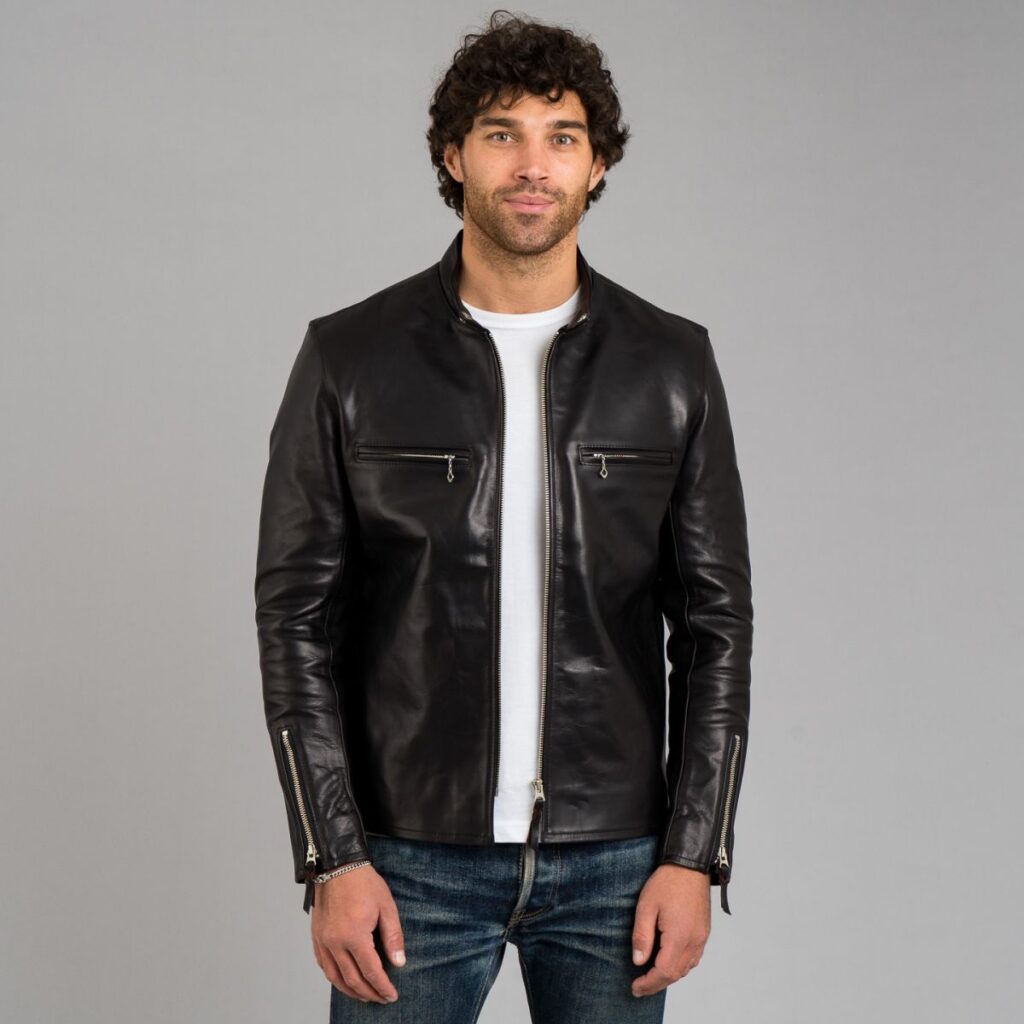 Cafe Racer Leather Jackets: FJackets Ionic Black Leather Jacket