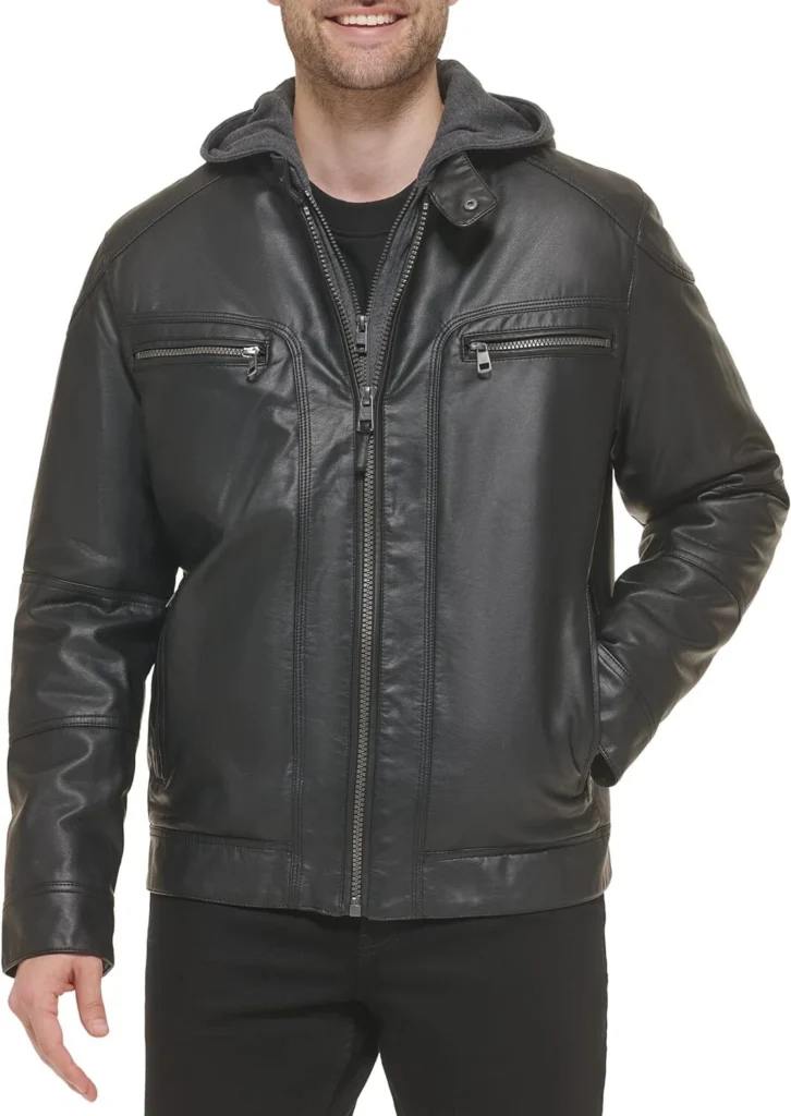Calvin Klein Men’s Lamb Leather Car Coat