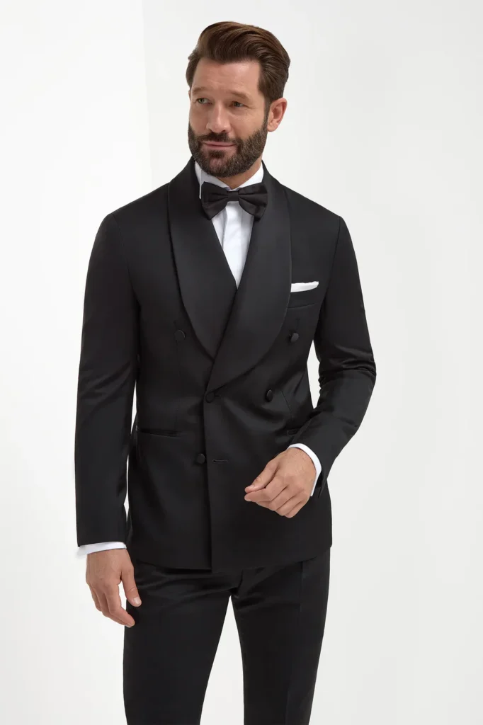 Canali Black Double-Breasted Modern Fit Tuxedo Jacket