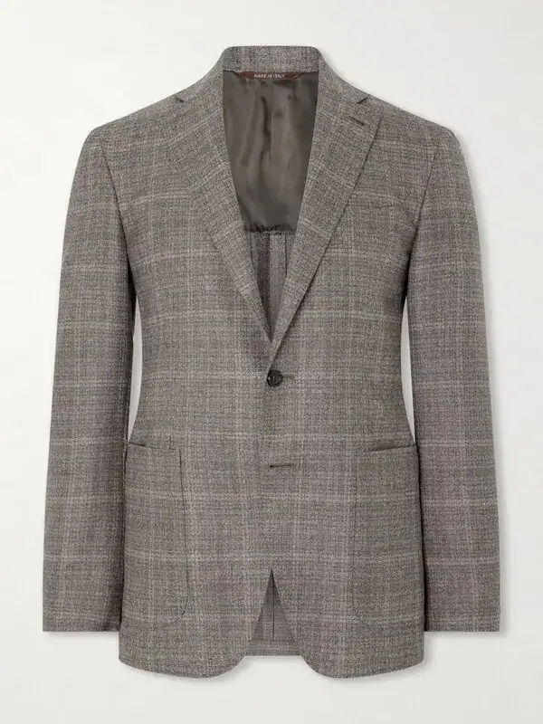 Canali Kei Prince of Wales Checked Linen Suit Jacket — Best for Luxury Warm-Weather Tailoring
