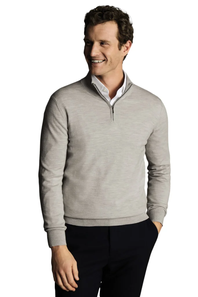 Charles Tyrwhitt Pure Merino Quarter Zip Sweater