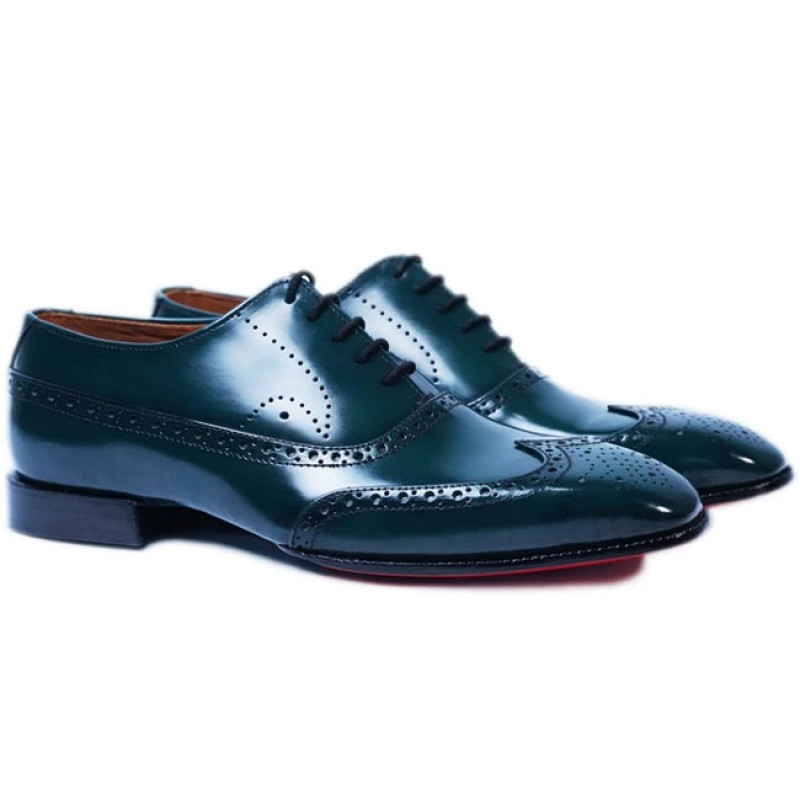 Cobbler & Kolachi Whole-Cut Blue Patina Oxfords — Best for Bold Dressers