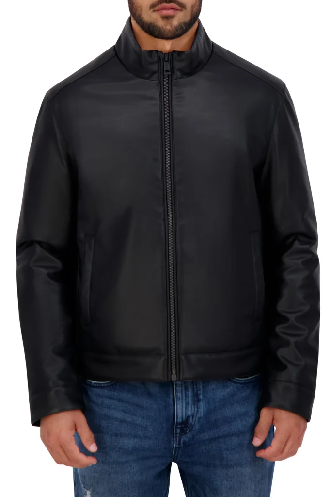 Cole Haan Smooth Leather Car Coat