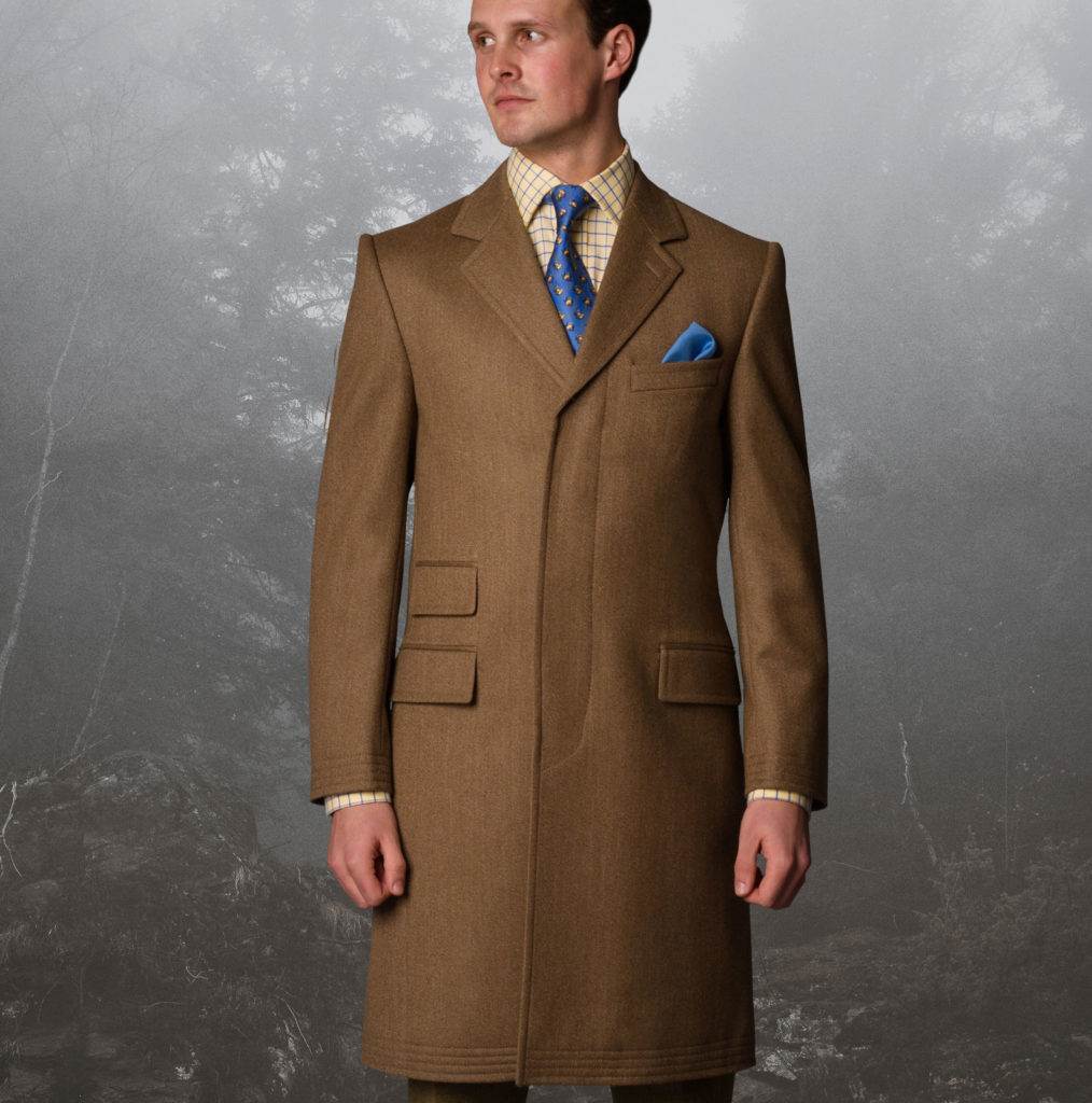 Cordings Brown Calder Herringbone Covert Coat — Best Texture