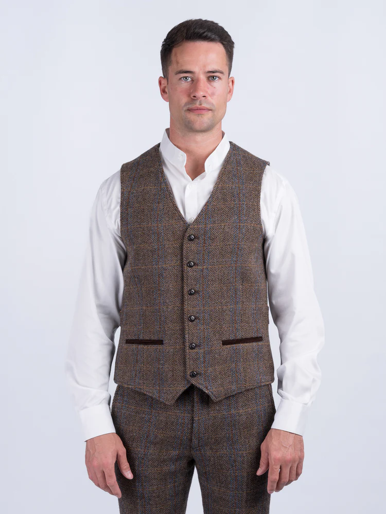 Cordings Brown Hunting Tweed Waistcoat