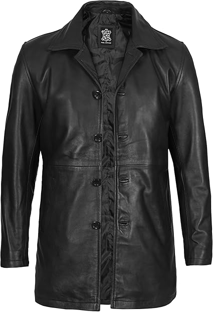 Decrum Glen Men Black Quilted Leather Car Coat