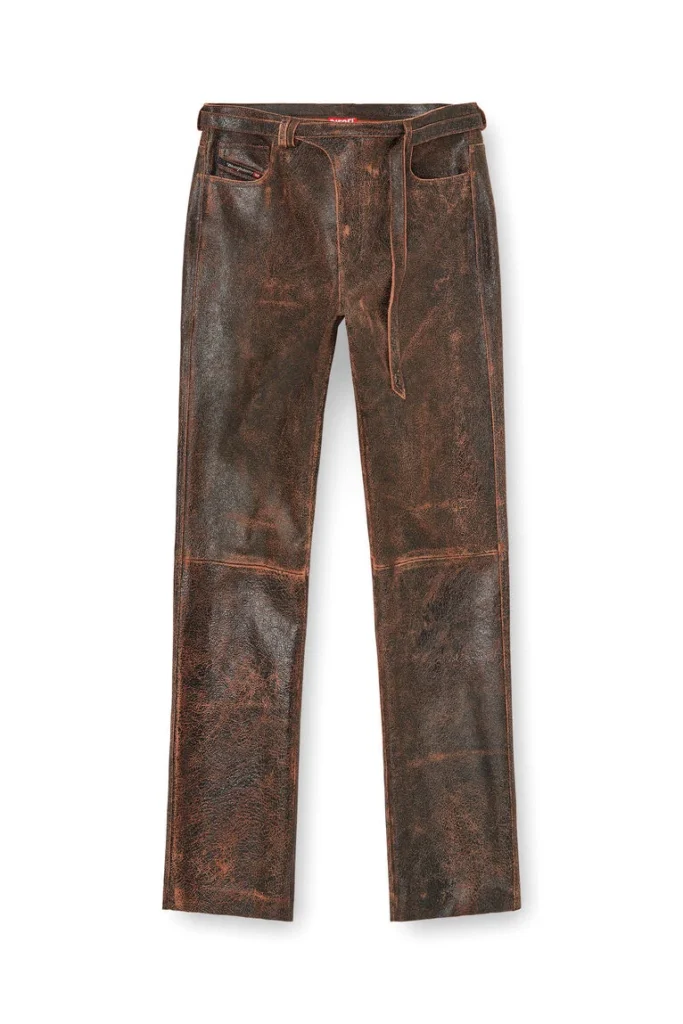 Diesel P-NURI Cracked-Leather Pants