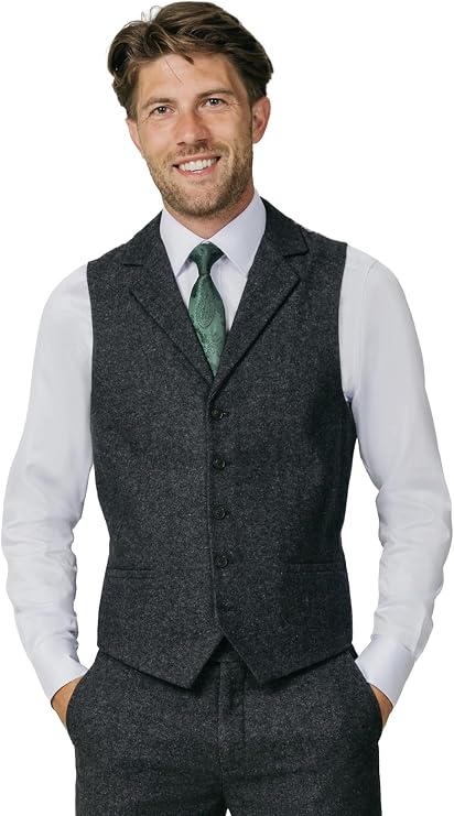 Dobell Navy Donegal Tweed Waistcoat