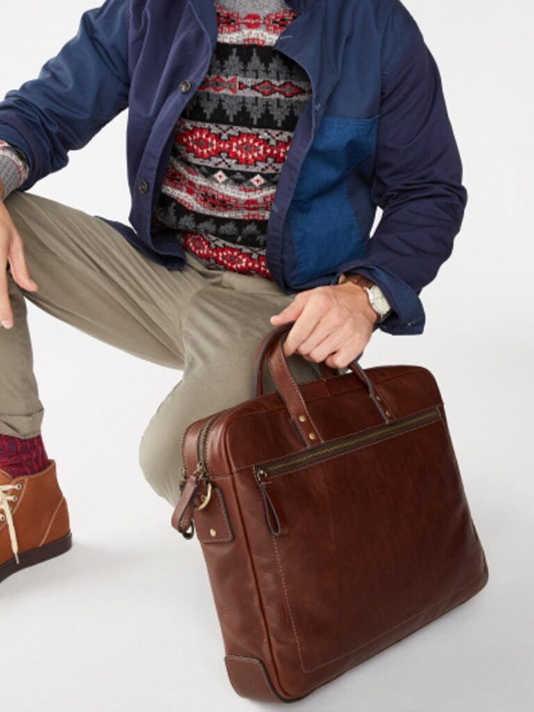 Fossil Haskell Leather Double Zip Workbag