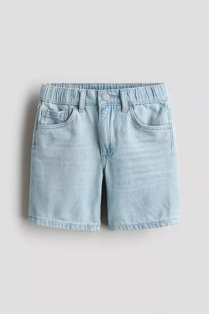 H&M Baggy Denim Shorts in Pale Denim Blue