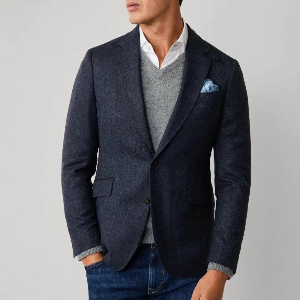 Hackett London Herringbone Tweed Blazer
