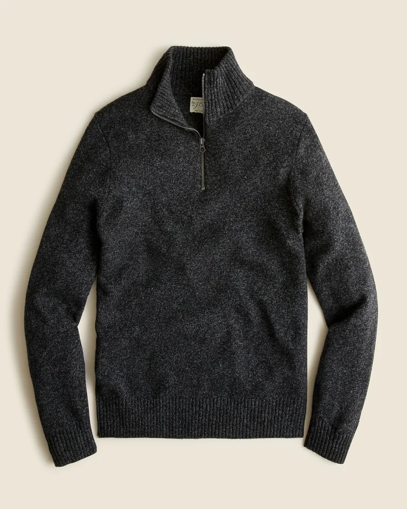 J.Crew Marled Rugged Merino Wool-Blend Half-Zip Sweater