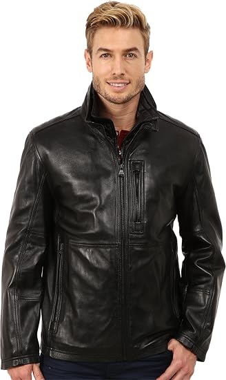 Marc New York by Andrew Marc Stuyvesant Smooth Leather Car Coat with Bib