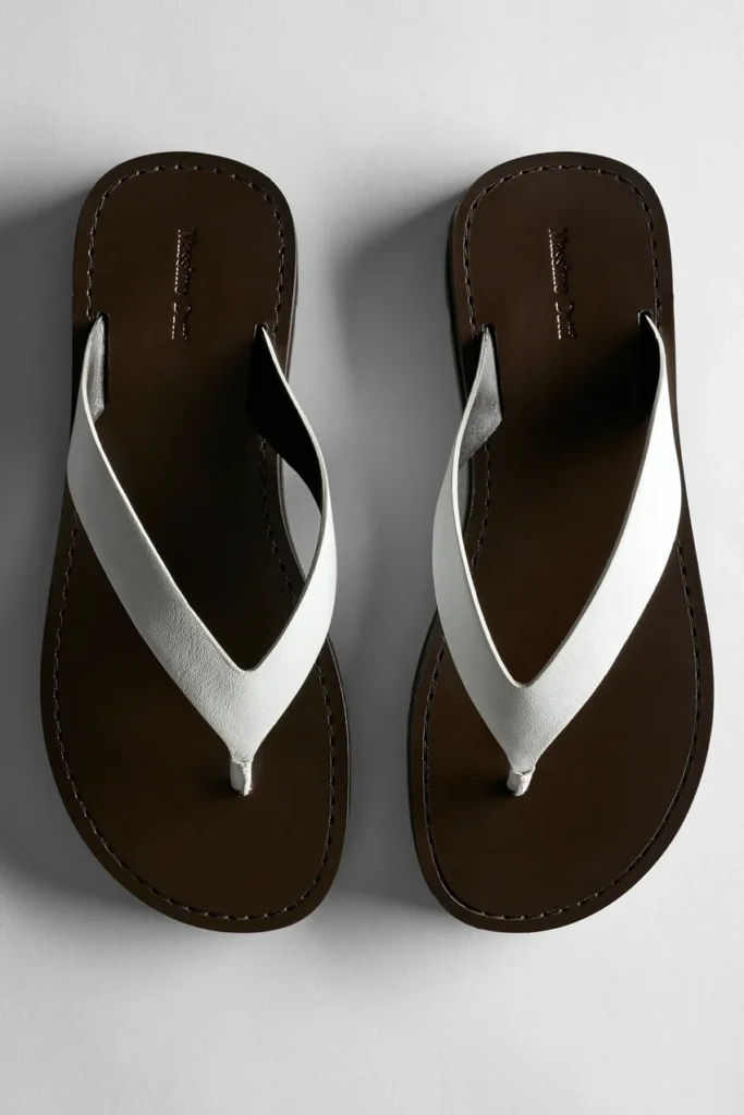 Massimo Dutti Leather Flip-Flop Sandals