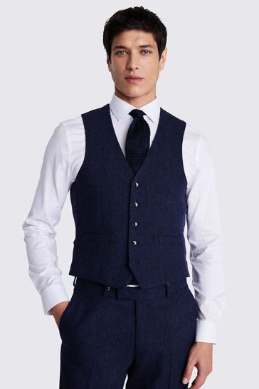 Moss Slim Fit Herringbone Tweed Suit Waistcoat