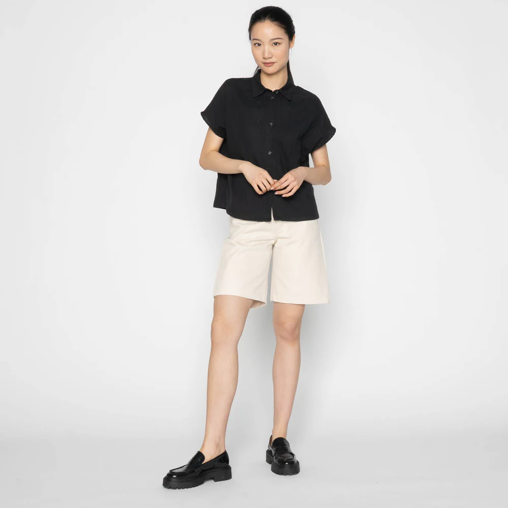 Naked & Famous Wide Cuffed Short Seersucker Stripe — Best for Denim-Brand Summer Ease
