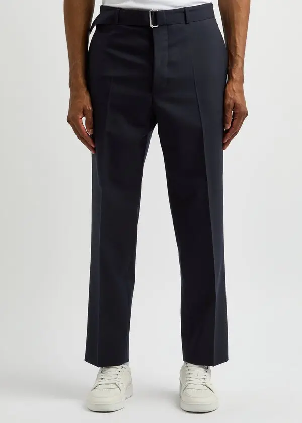 Officine Générale Hoche Straight-Leg Belted Pinstriped Wool-Twill Suit Trousers