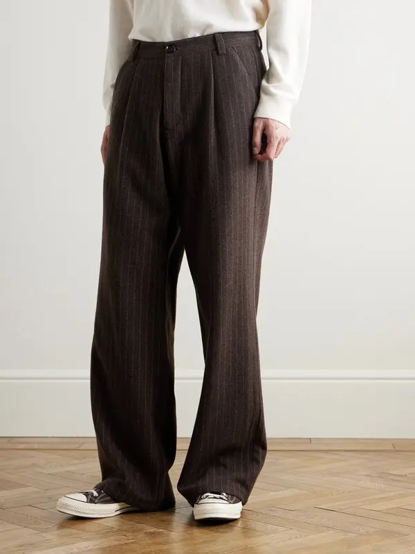Oliver Spencer Orsman Wide-Leg Pinstriped Wool Pants