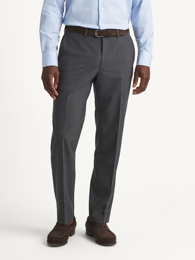 Proper Cloth Pleated Pearl Grey S130s Tropical Wool Dress Pant