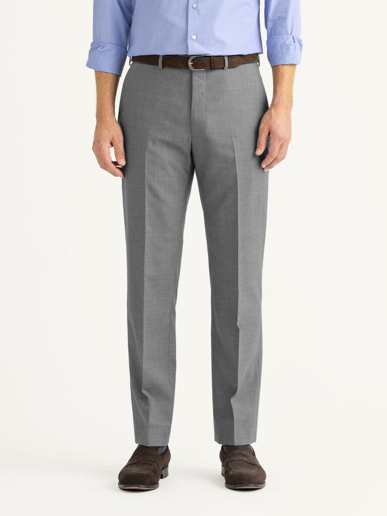 Proper Cloth Grey Melange Wool Side Tab Dress Pant