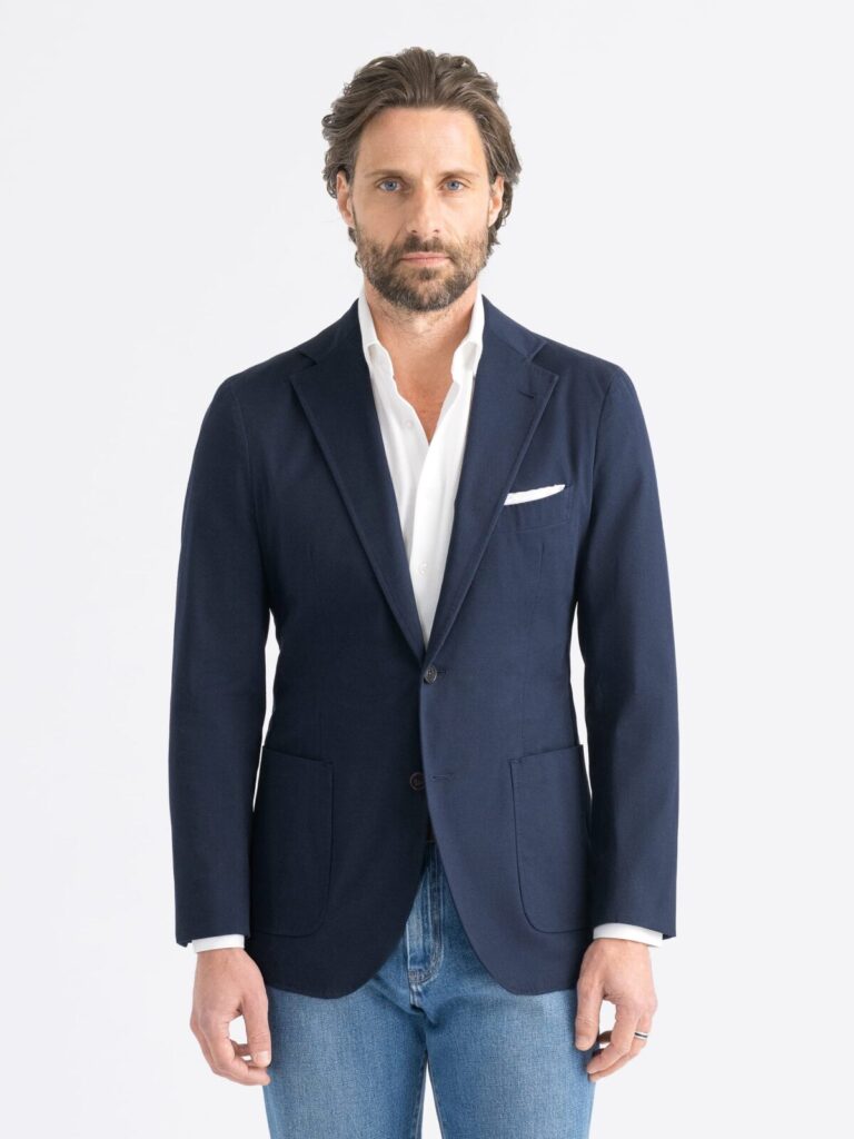 Proper Cloth Waverly Navy Melange Wool Unstructured Jacket