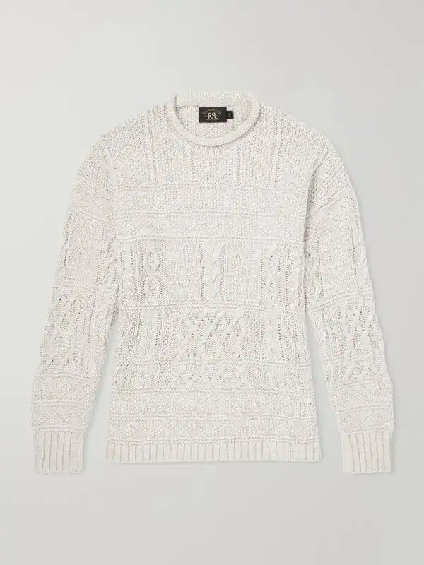 RRL Cable-Knit Cotton-Linen Sweater