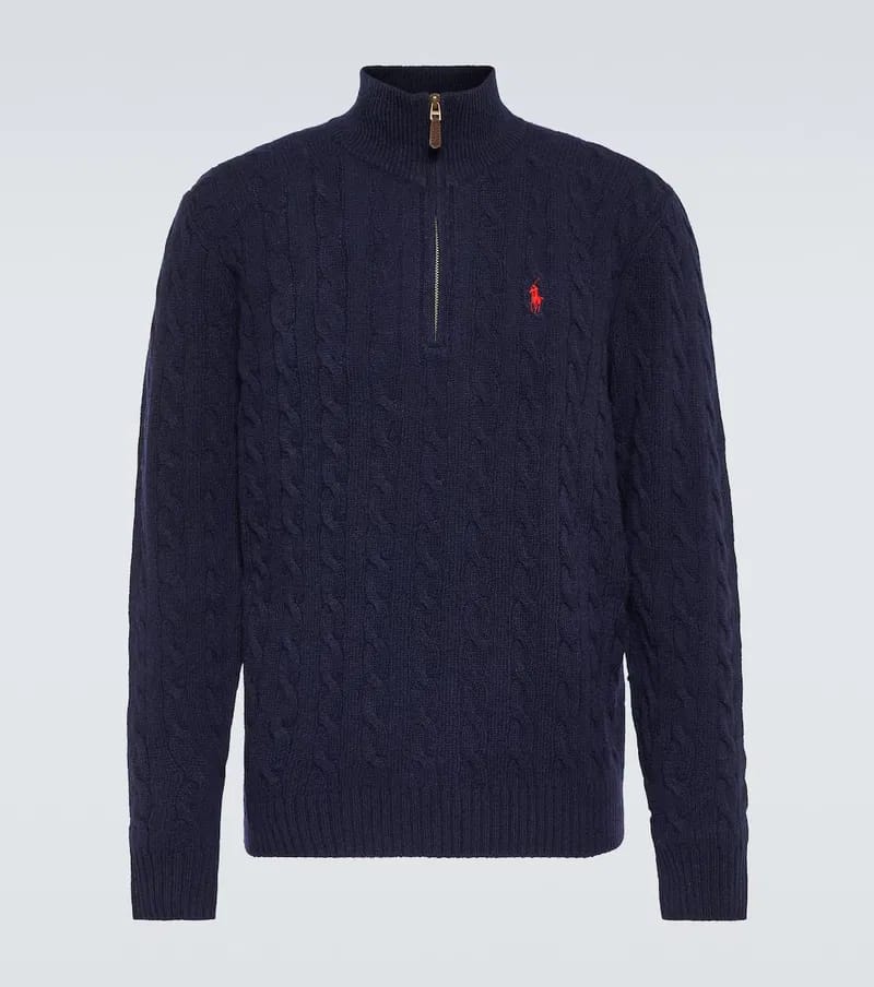 Ralph Lauren Cable-Knit Cotton Quarter-Zip Sweater