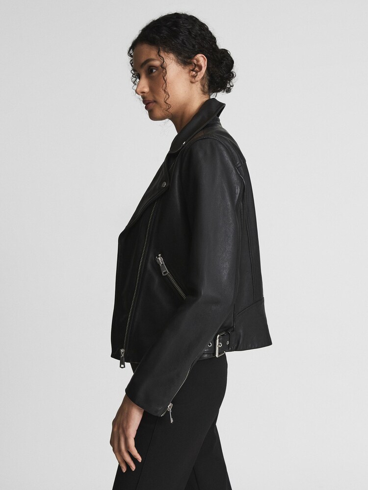 Reiss Carter Leather Racer Jacket