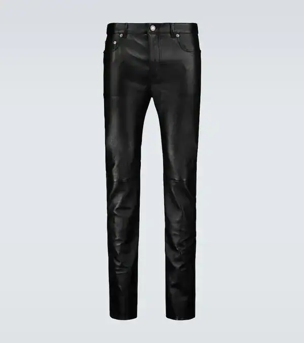 Saint Laurent Slim Textured Leather Pants — Best Slim Leather Pants for Men