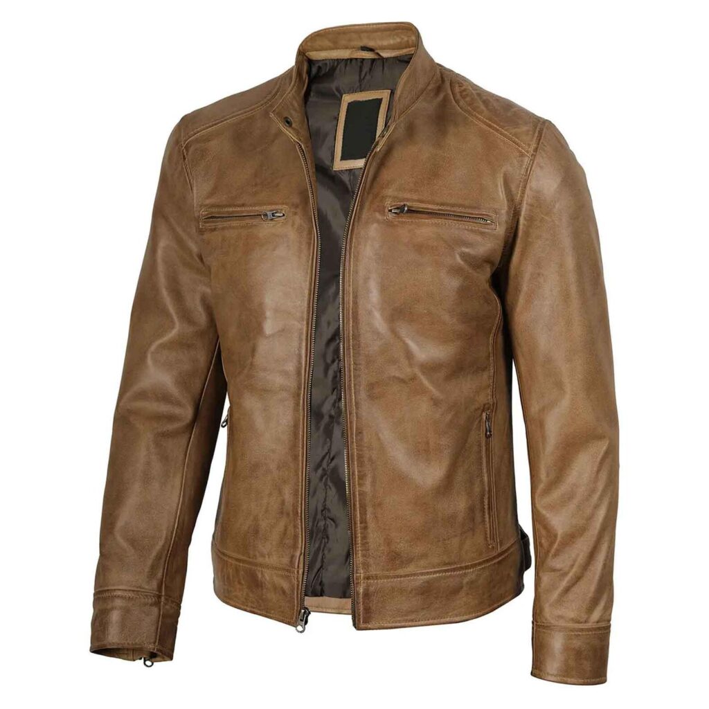 The Jacket Maker Dodge Men’s Cafe Racer Leather Jacket