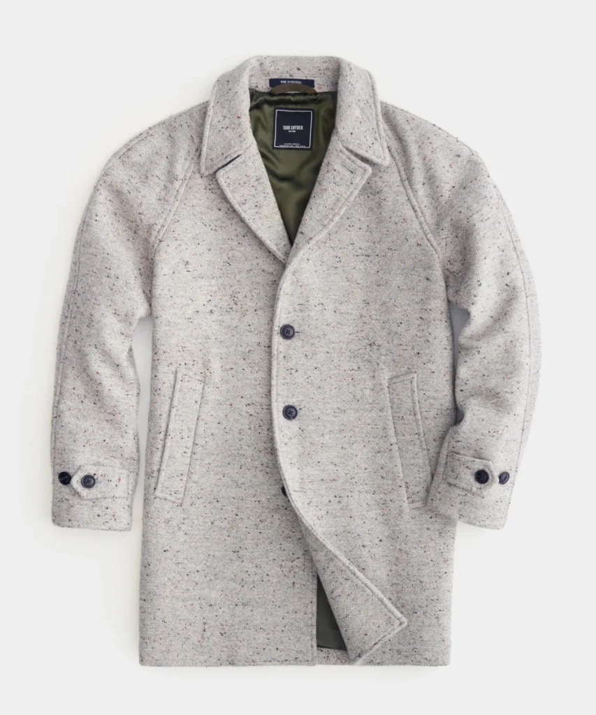 Todd Snyder Italian Wool Donegal Car Coat in Light Grey — Best for Texture Lovers