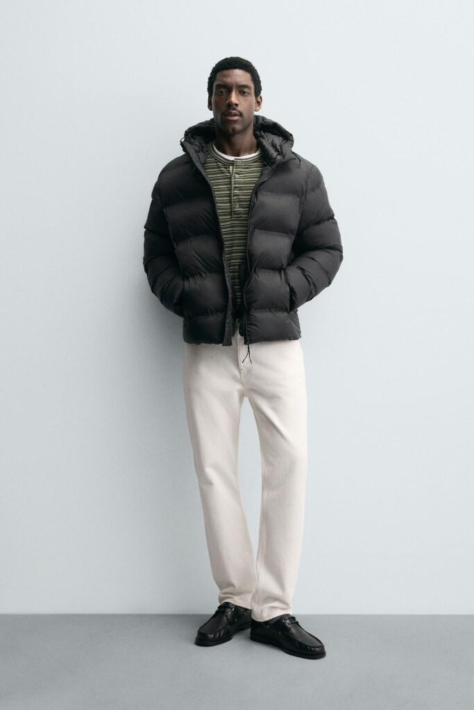 Zara Water-Repellent Windproof Puffer Anorak With Hoodie