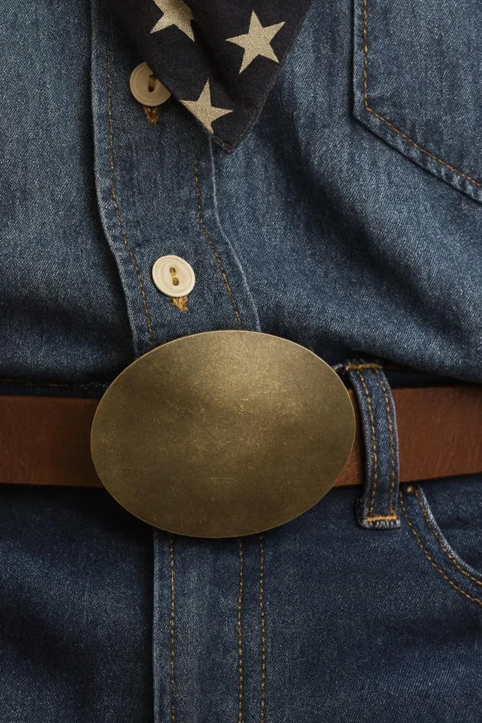 AndWest Oval Brass Buffalo Belt Buckle
