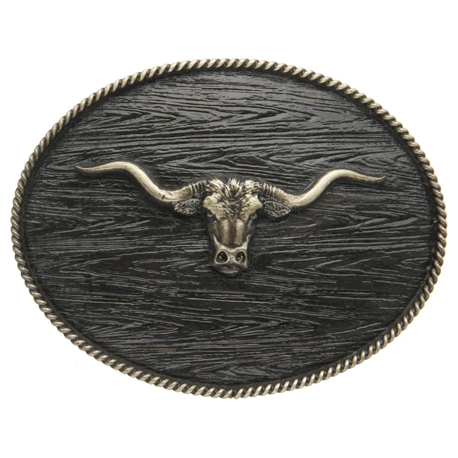 AndWest Southwest Longhorn Skull Antique Brass Buckle