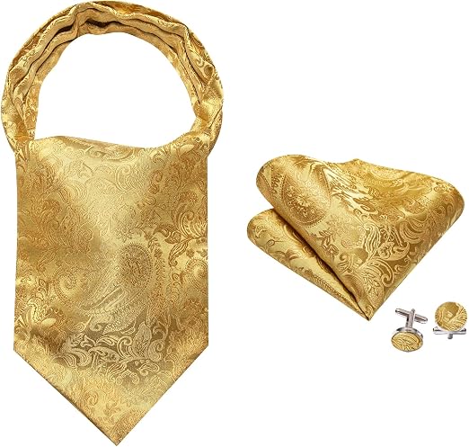 Barry.Wang Paisley Floral Cravat with Lapel Pin Set