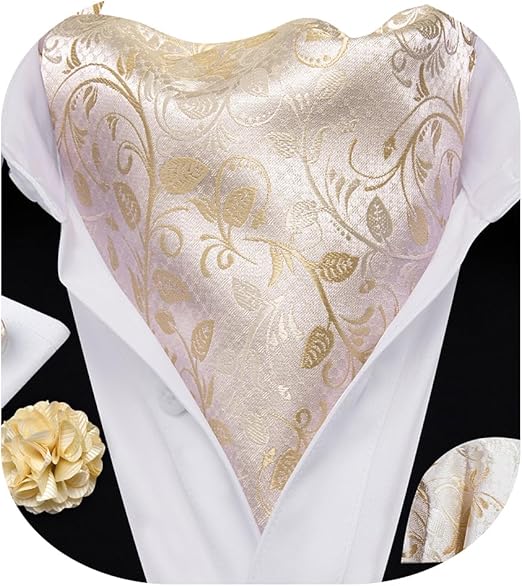 Barry.Wang Paisley Jacquard Floral Ascot and Pocket Square